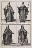 KG 12070
<br/>
Rusland: Priester uit Moskou in pauselijk en ceremonieel gewaad en in dagelijkse kleding.
<br/>
<em>Picart, Bernard (1673-1733) - attr.</em>